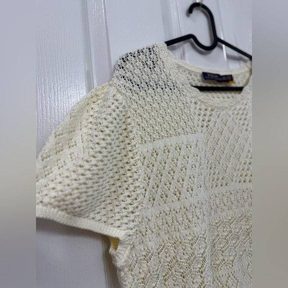 Polo Ralph Lauren Pointelle Cotton Knit Short Sleeve Top Size XXL Ivory - Picture 7 of 13